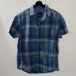Mens Prana Offwidth Short Sleeve Button Down Shirt Organic Cotton Size Medium